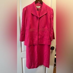 Coldwater Creek Pink Linen Blend Jacket & Matching Sleeveless Sheath Dress Sz 10